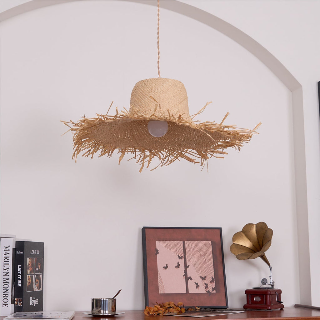 Zephyran Rotin Vintage Pendentif Lumière - Neutralighting