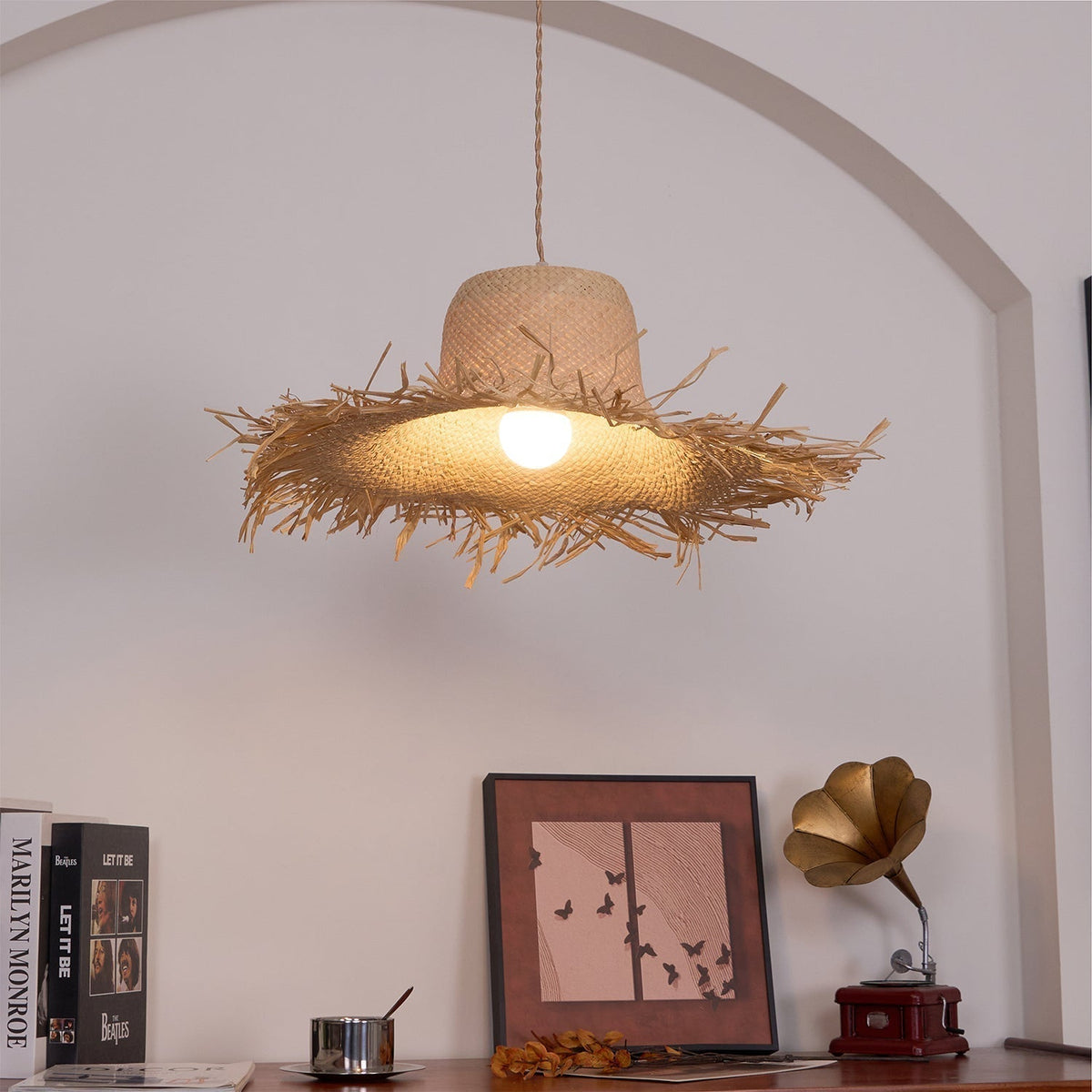 Zephyran Rotin Vintage Pendentif Lumière - Neutralighting