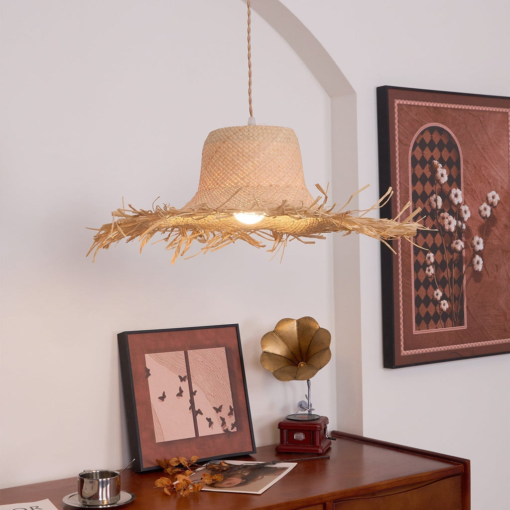 Zephyran Rotin Vintage Pendentif Lumière - Neutralighting