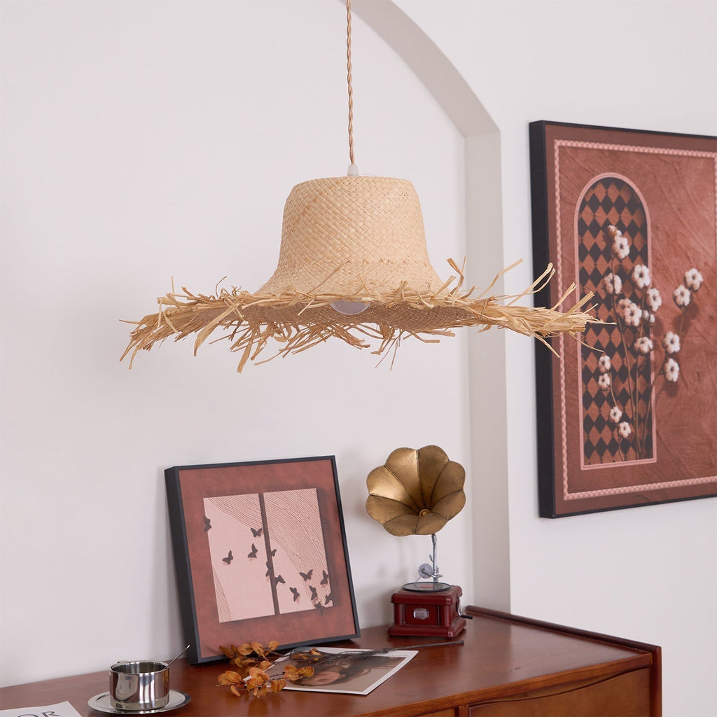 Zephyran Rotin Vintage Pendentif Lumière - Neutralighting