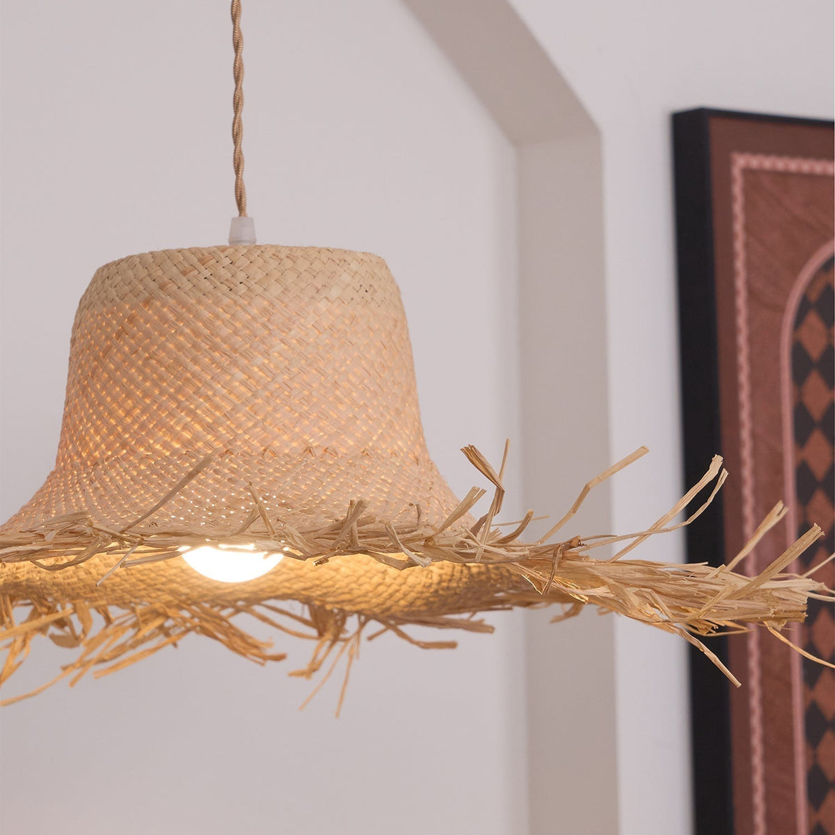 Zephyran Rotin Vintage Pendentif Lumière - Neutralighting
