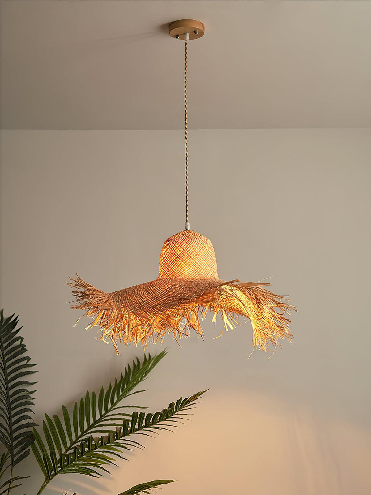 Zephyran Rotin Vintage Pendentif Lumière - Neutralighting