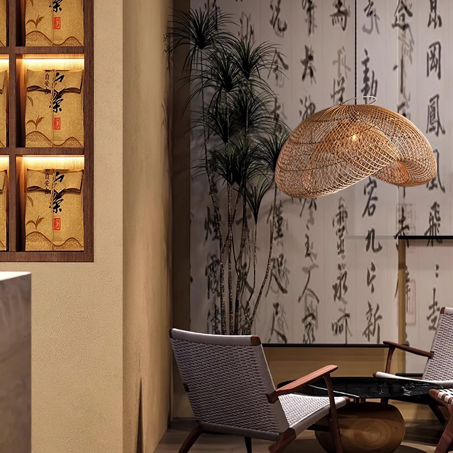 Juno Suspension style rustique en rotin - Neutralighting