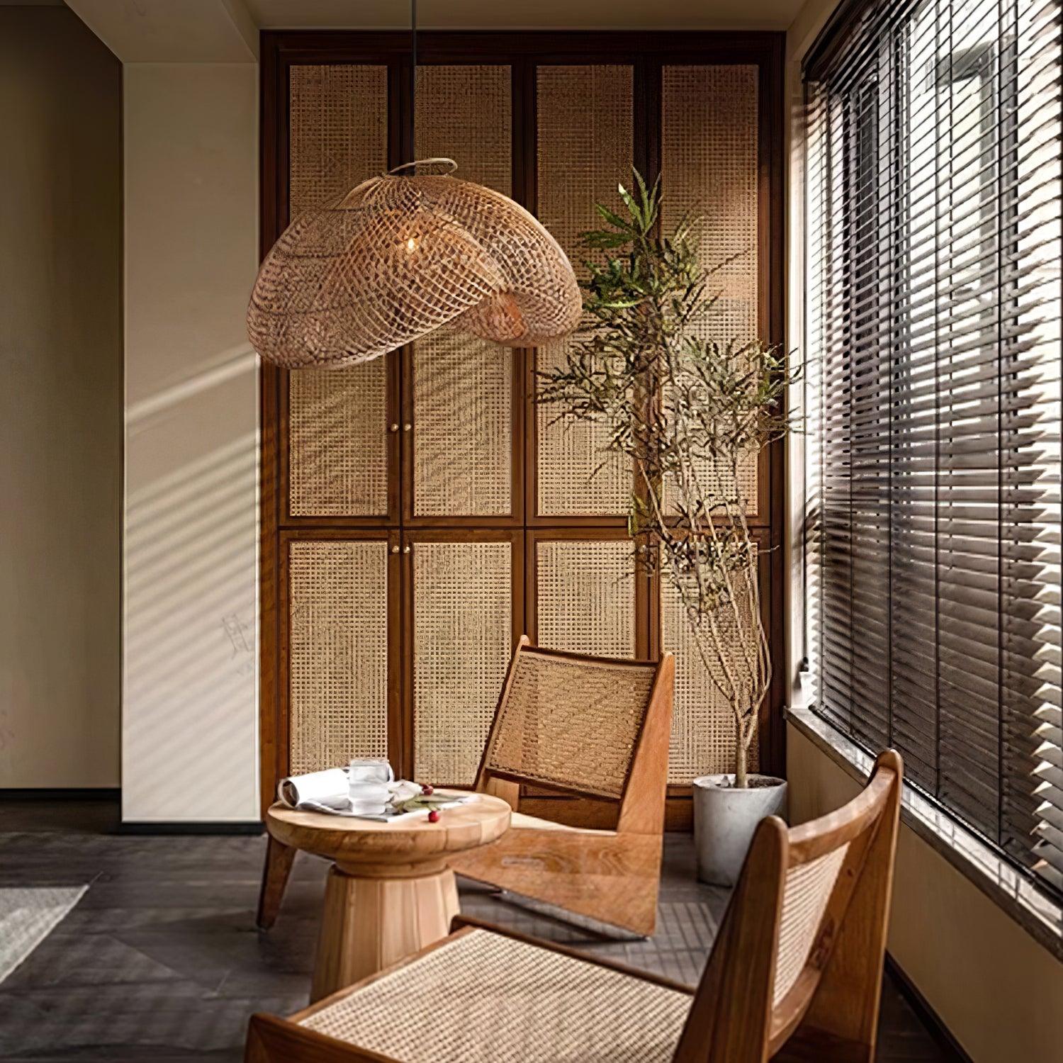 Juno Suspension style rustique en rotin - Neutralighting