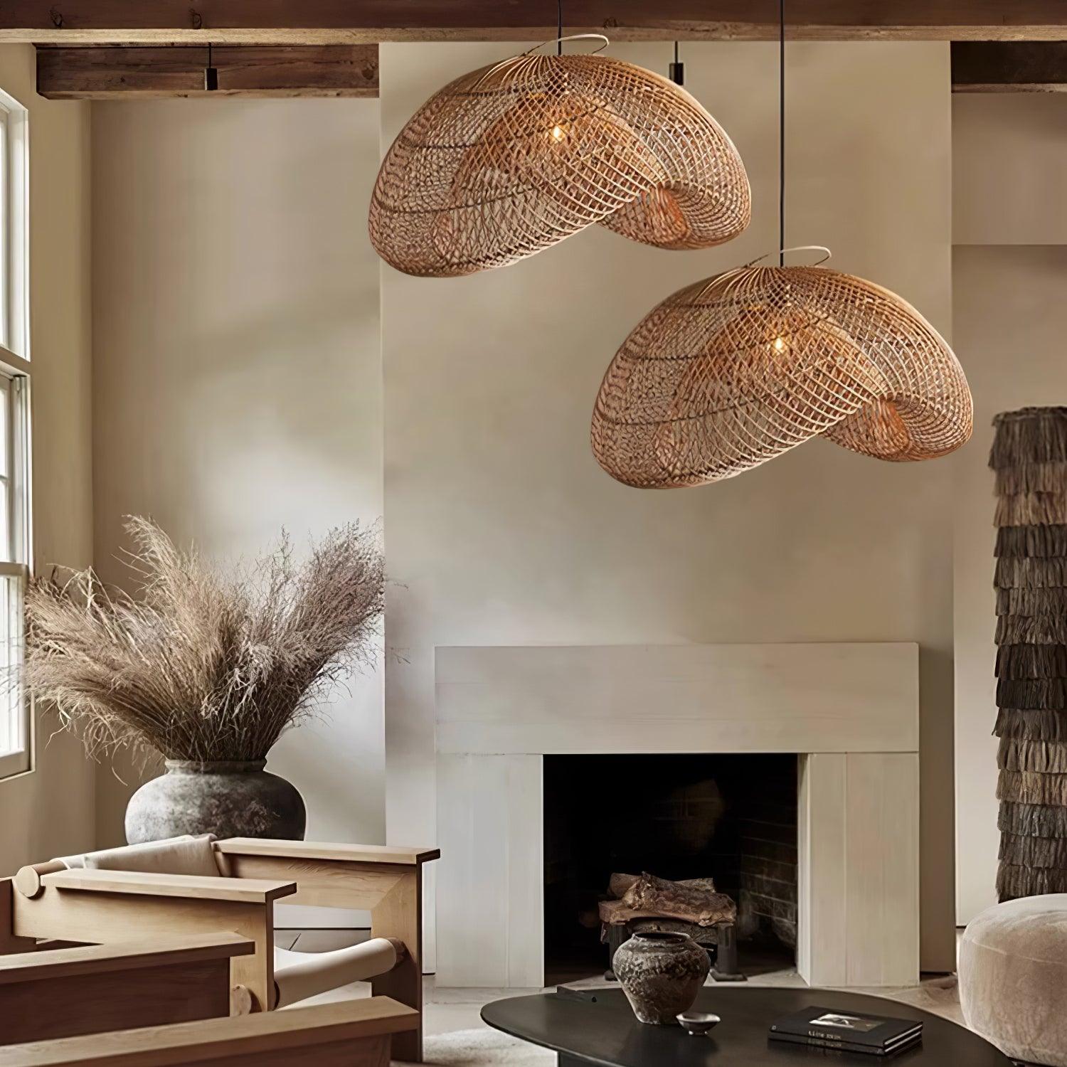 Juno Suspension style rustique en rotin - Neutralighting