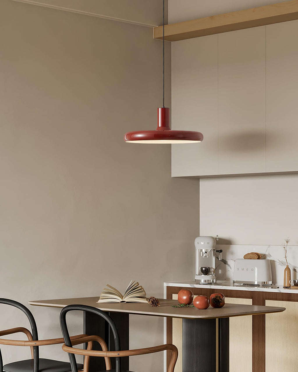 Frisbee Lampe Pendante Aluminium Rouge Industriel - Neutralighting