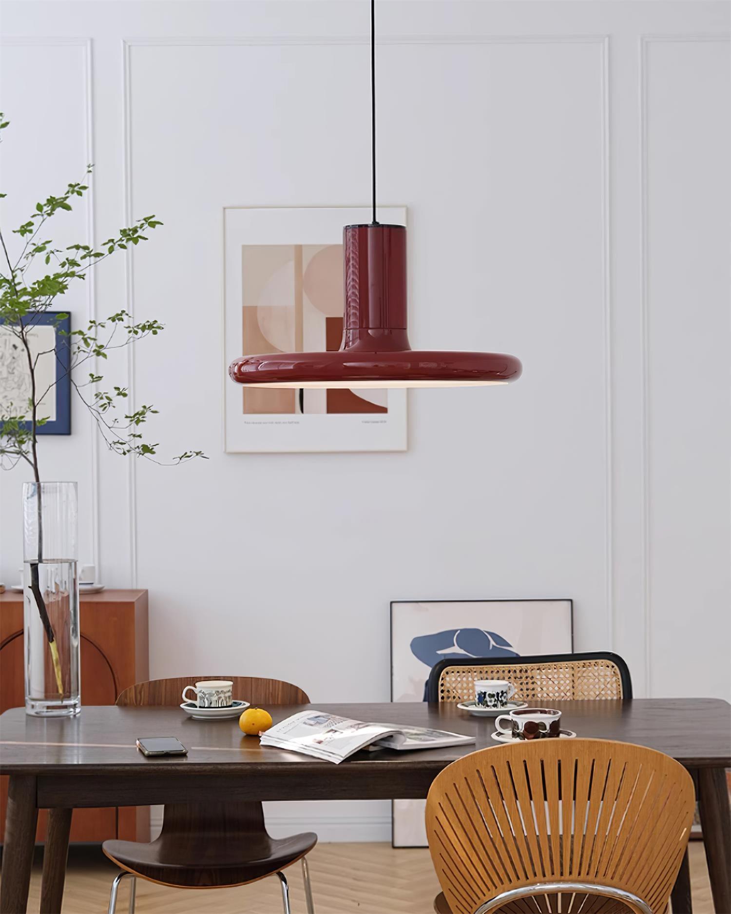 Frisbee Lampe Pendante Aluminium Rouge Industriel - Neutralighting