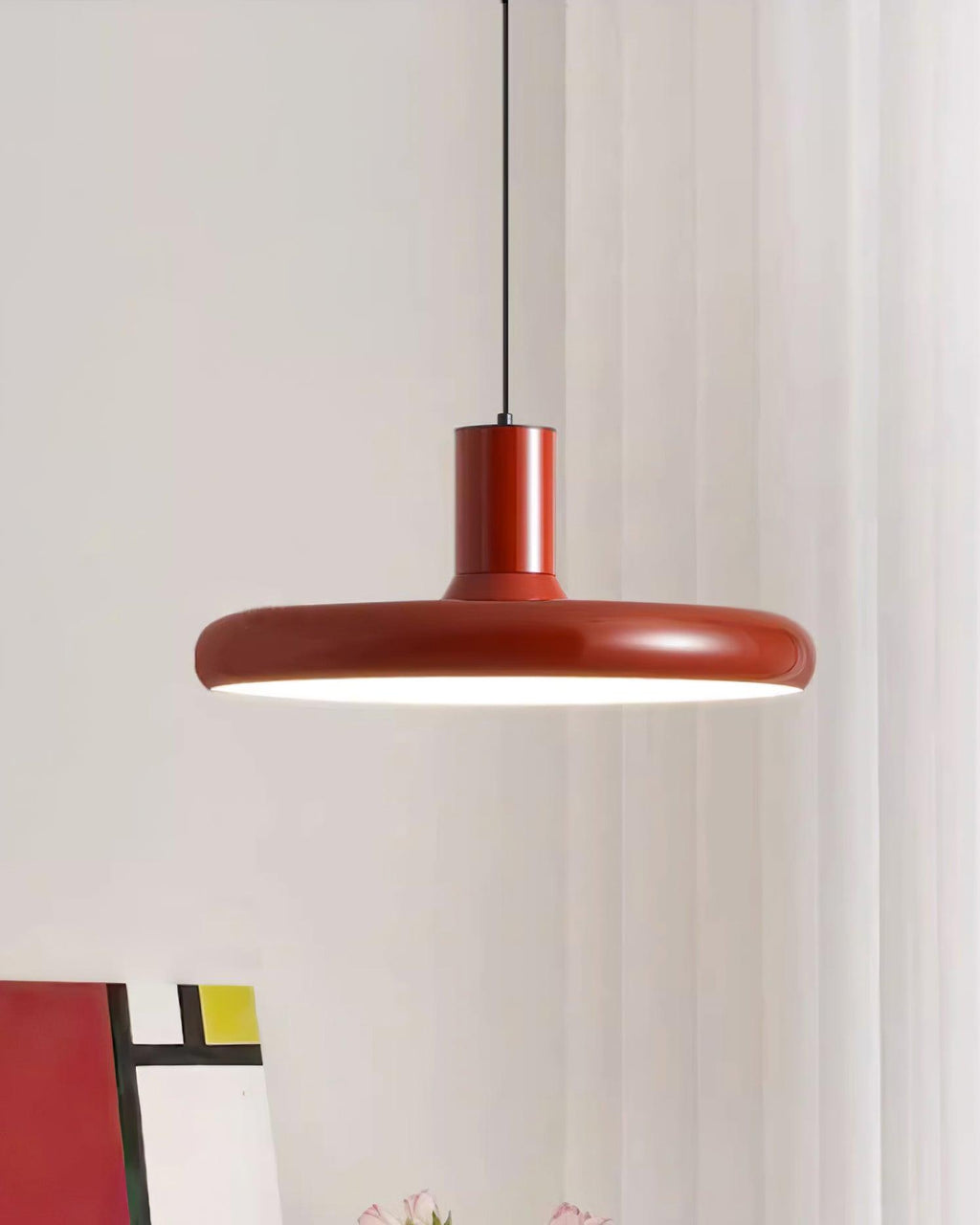 Frisbee Lampe Pendante Aluminium Rouge Industriel - Neutralighting