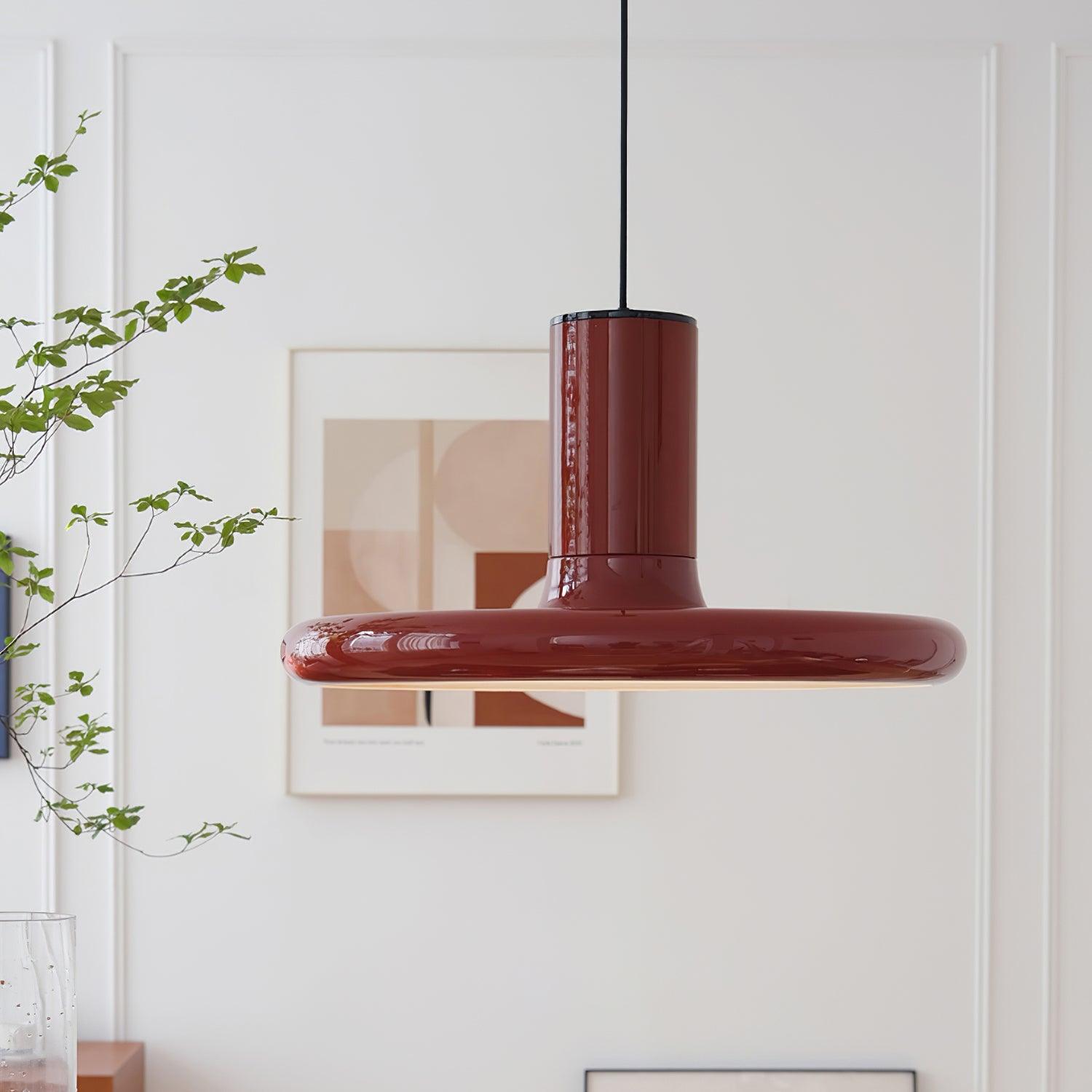 Frisbee Lampe Pendante Aluminium Rouge Industriel - Neutralighting