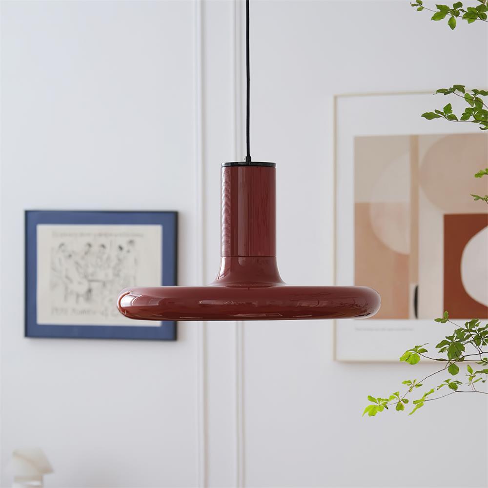 Frisbee Lampe Pendante Aluminium Rouge Industriel - Neutralighting