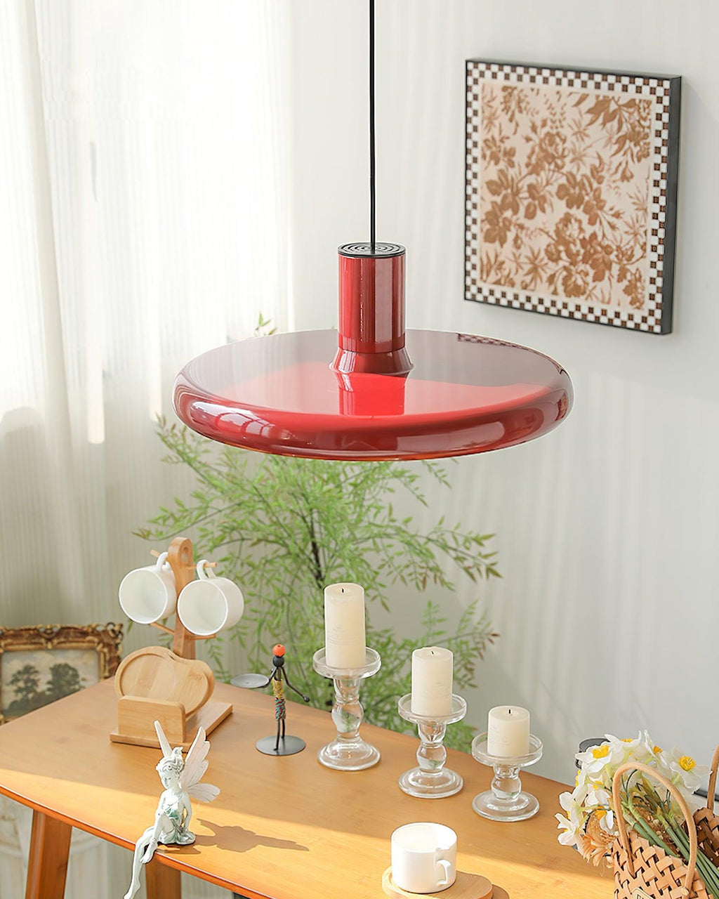 Frisbee Lampe Pendante Aluminium Rouge Industriel - Neutralighting