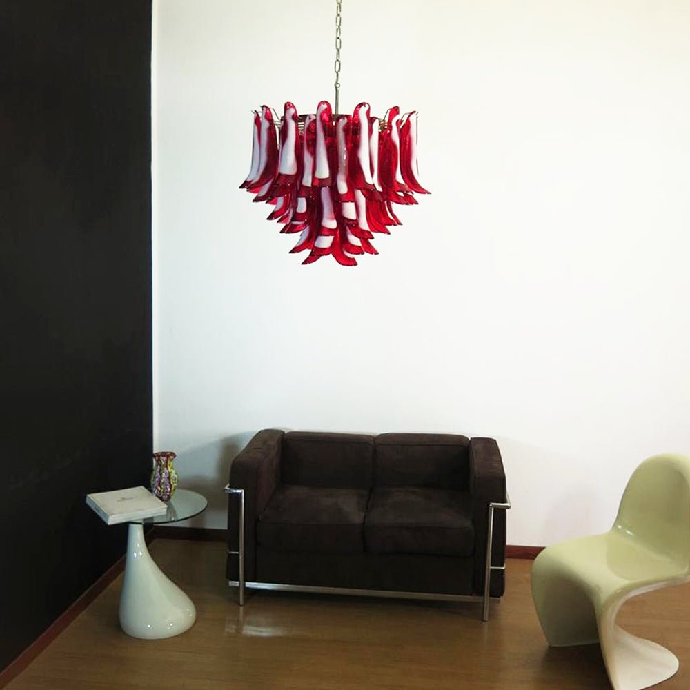 Aurora Chandelier Pétales en Verre de Murano Rouge - Neutralighting