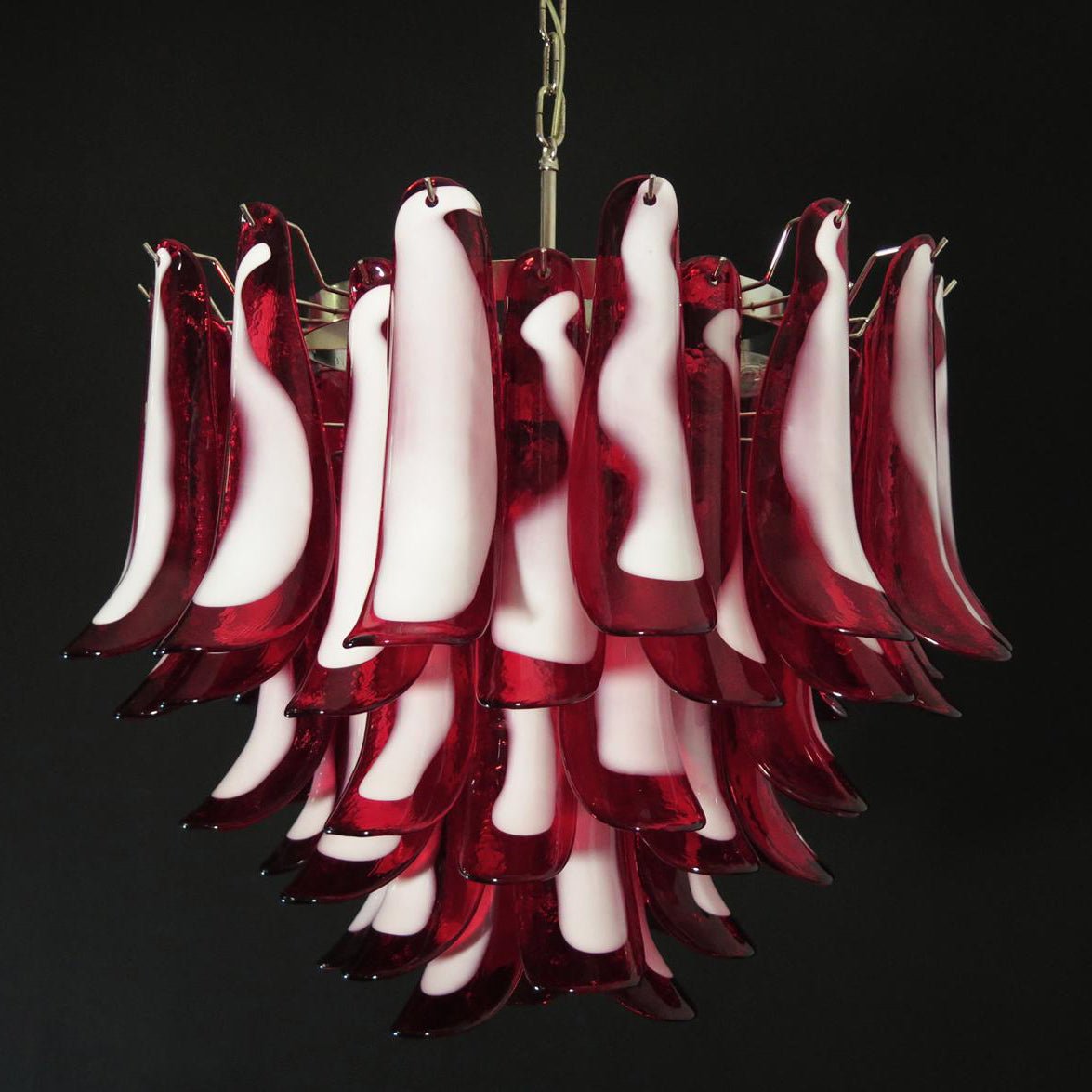 Aurora Chandelier Pétales en Verre de Murano Rouge - Neutralighting
