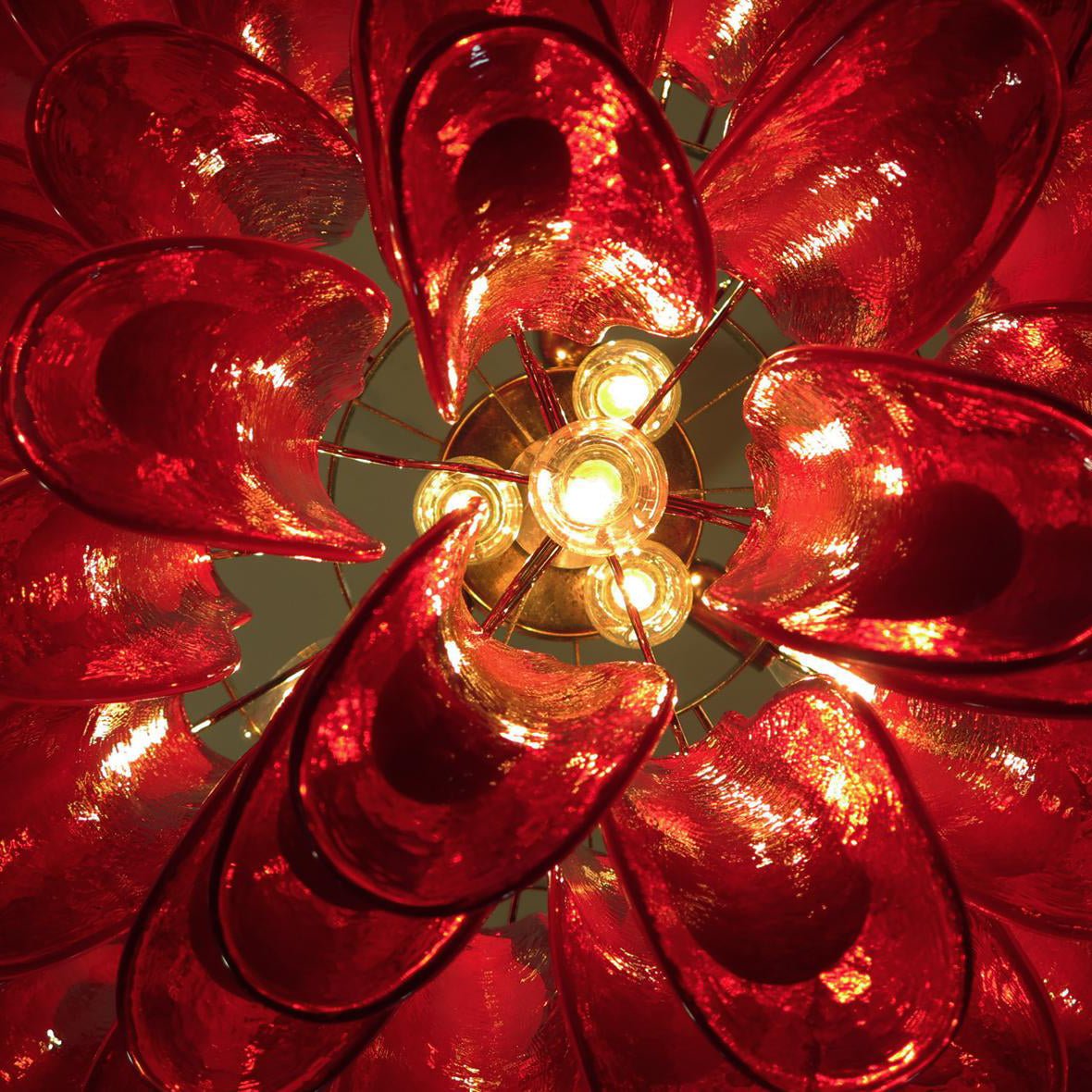 Aurora Chandelier Pétales en Verre de Murano Rouge - Neutralighting