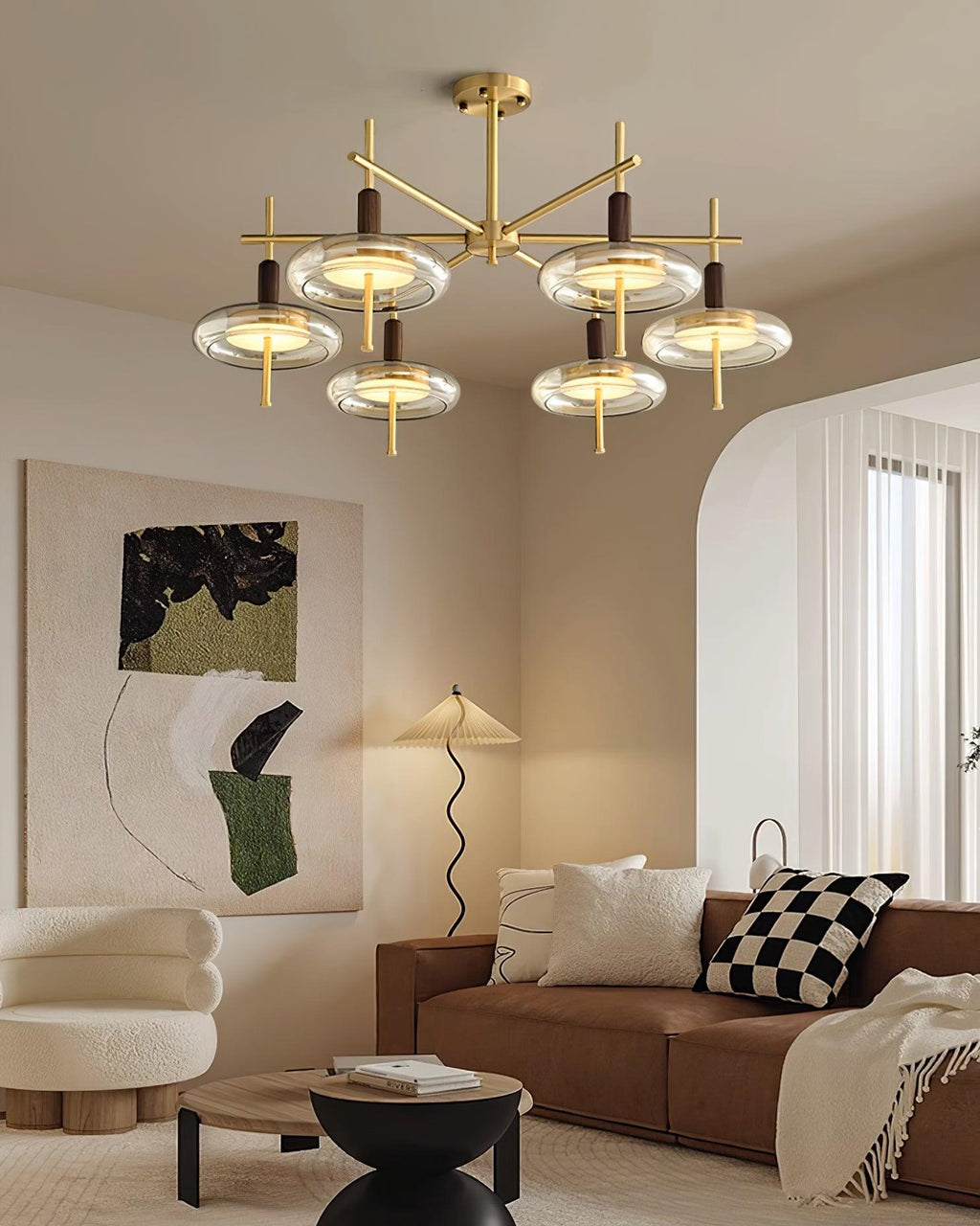 Redondo Lustra Lustre Laiton Verre LED Moderne - Neutralighting