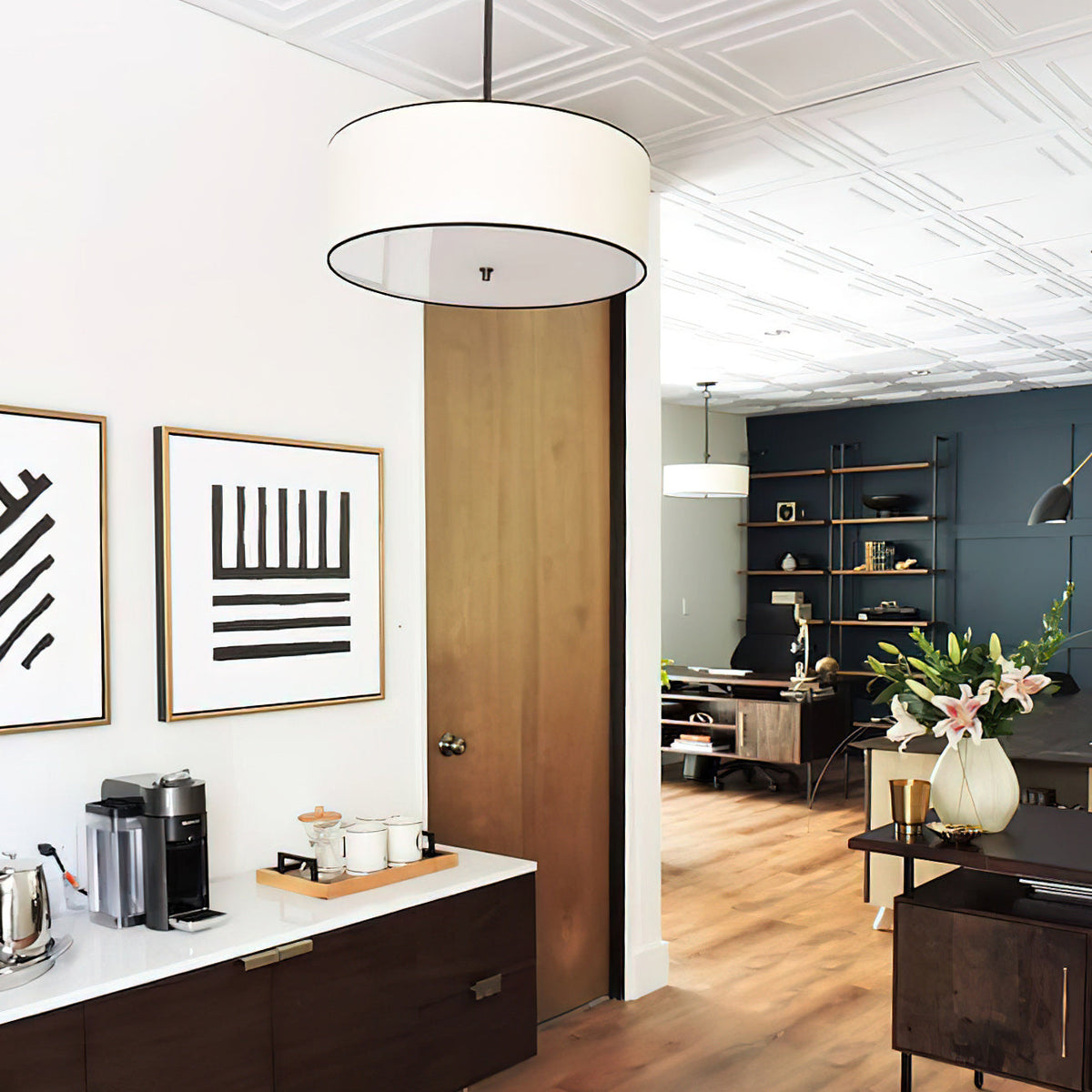 Olvynis Lampe Pendentive Moderne Minimaliste en Laiton et Tissu - Neutralighting