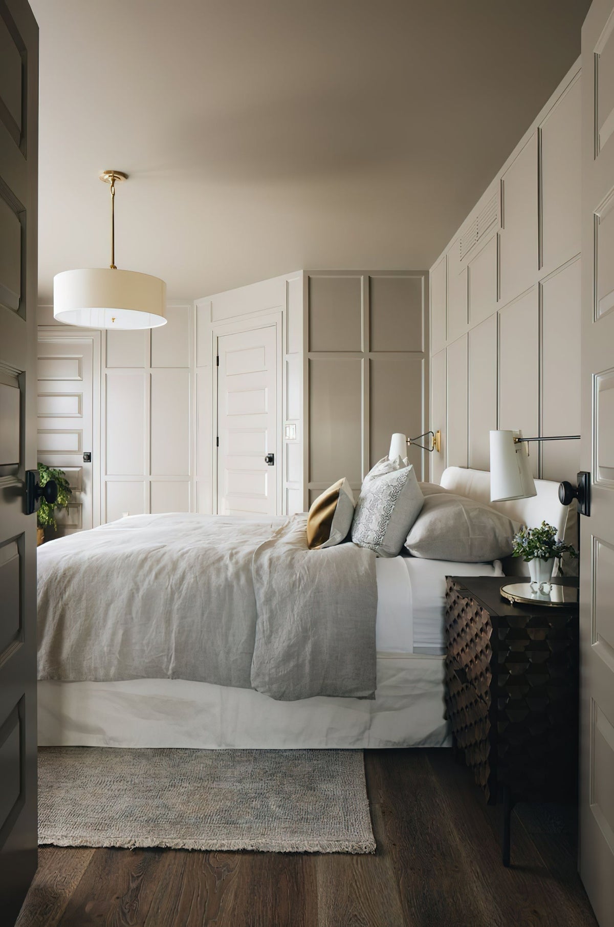 Olvynis Lampe Pendentive Moderne Minimaliste en Laiton et Tissu - Neutralighting