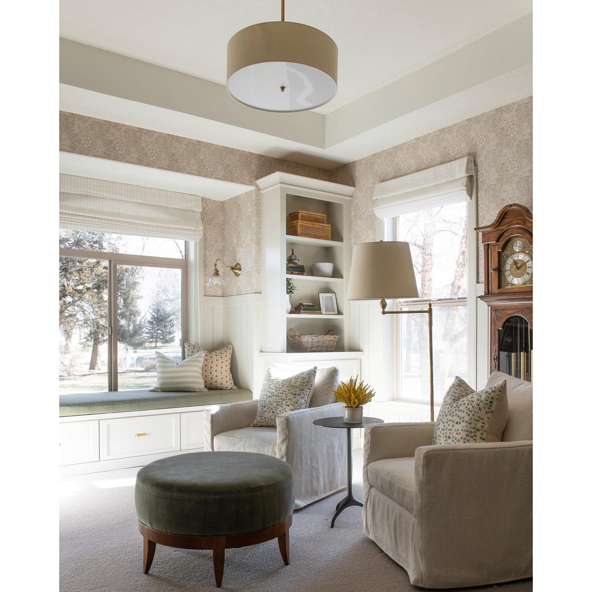 Olvynis Lampe Pendentive Moderne Minimaliste en Laiton et Tissu - Neutralighting