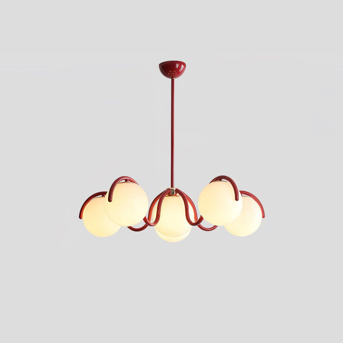Lustra Chandelier en Verre Blanc avec Globes et Cadre Courbé - Neutralighting