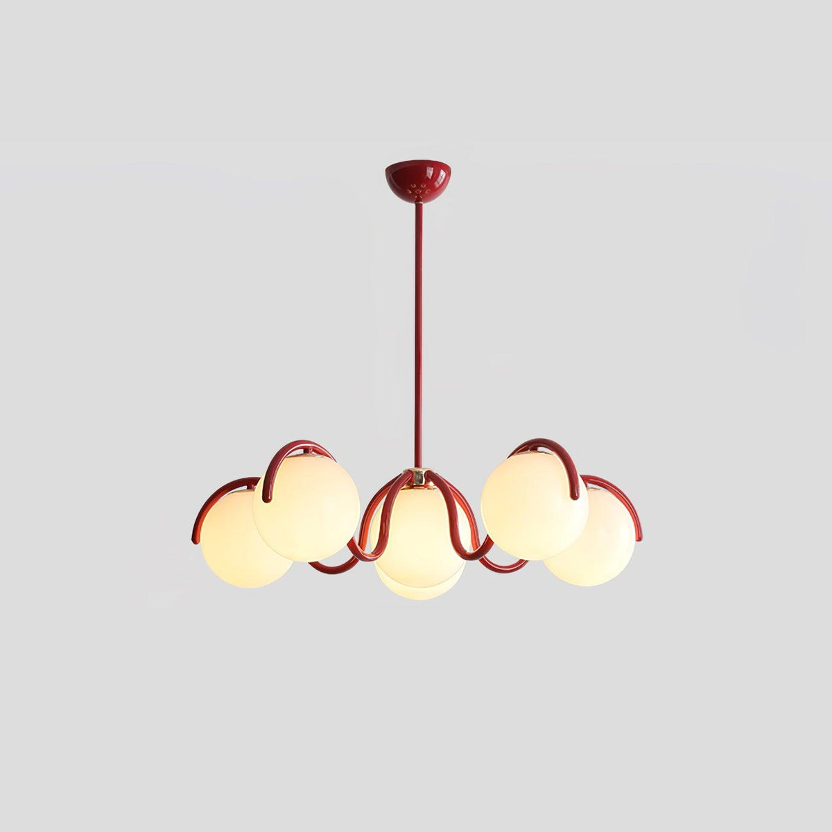 Lustra Chandelier en Verre Blanc avec Globes et Cadre Courbé - Neutralighting