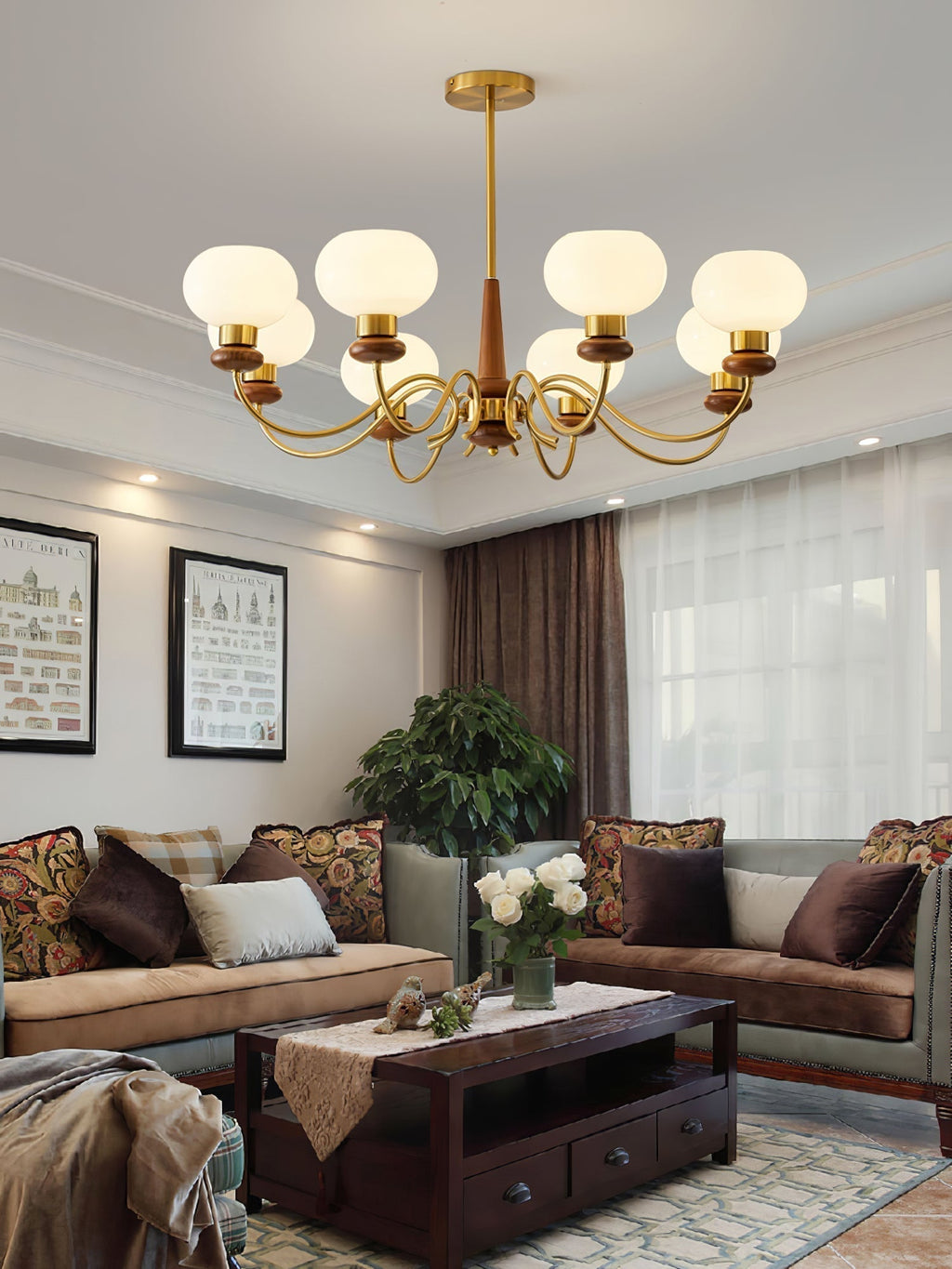 Luma Lustre Lustra Laiton Bois Globe Classique - Neutralighting