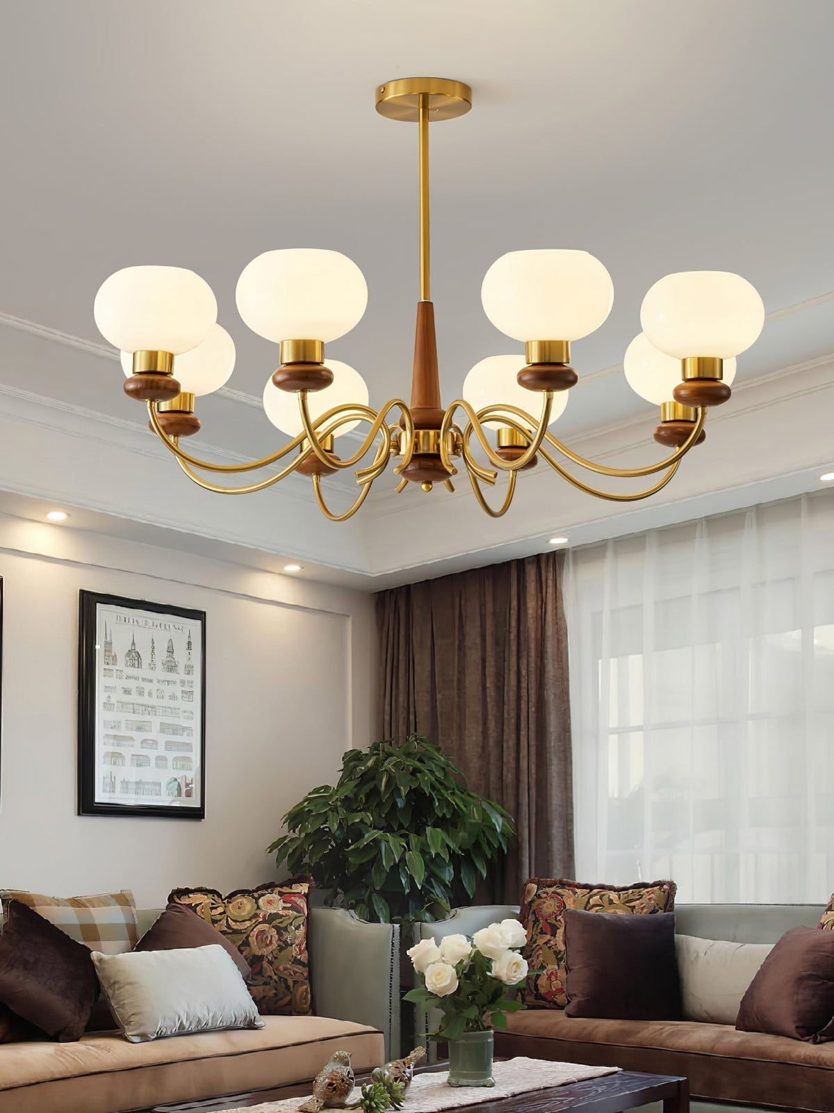 Luma Lustre Lustra Laiton Bois Globe Classique - Neutralighting
