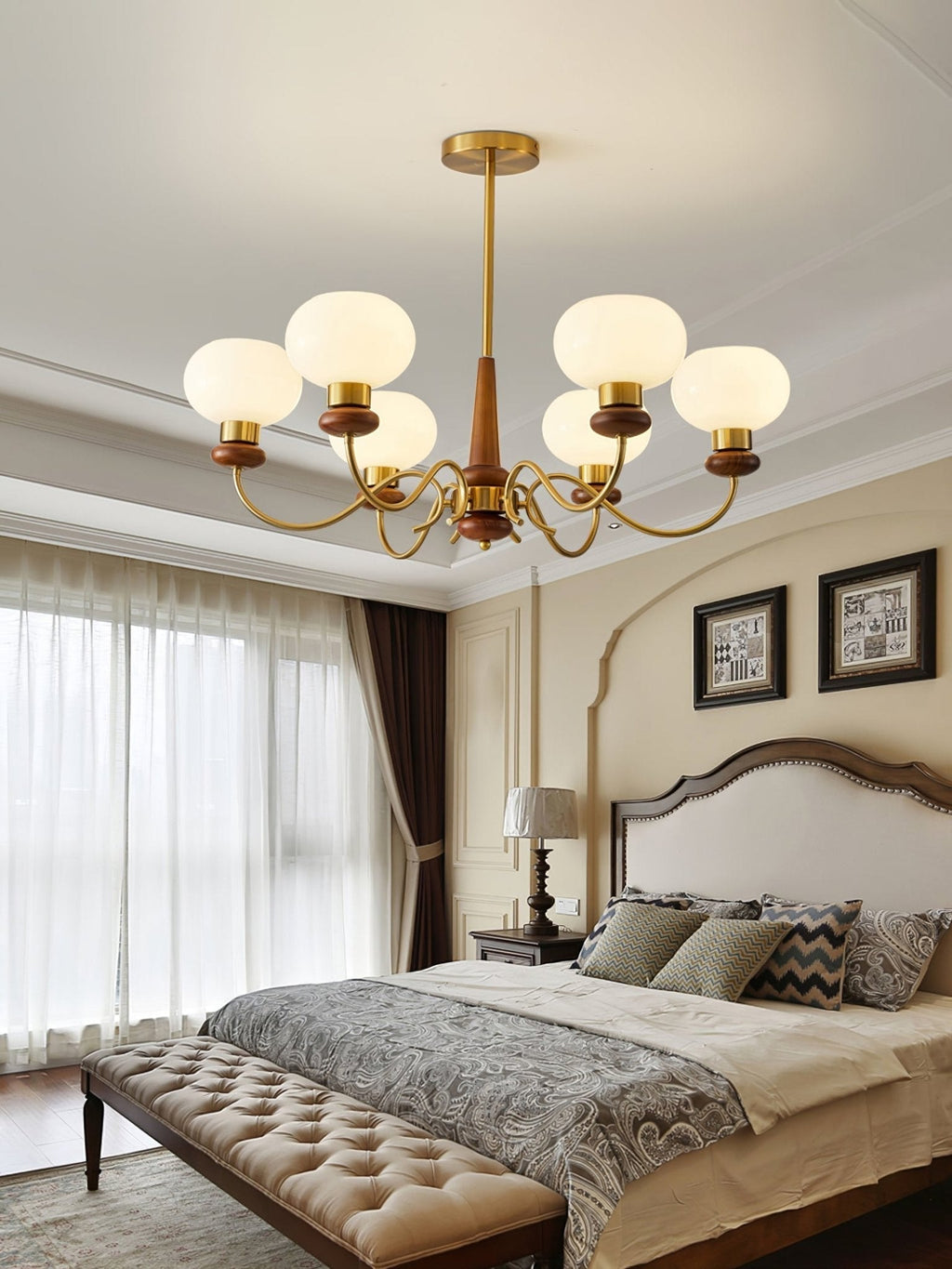 Luma Lustre Lustra Laiton Bois Globe Classique - Neutralighting