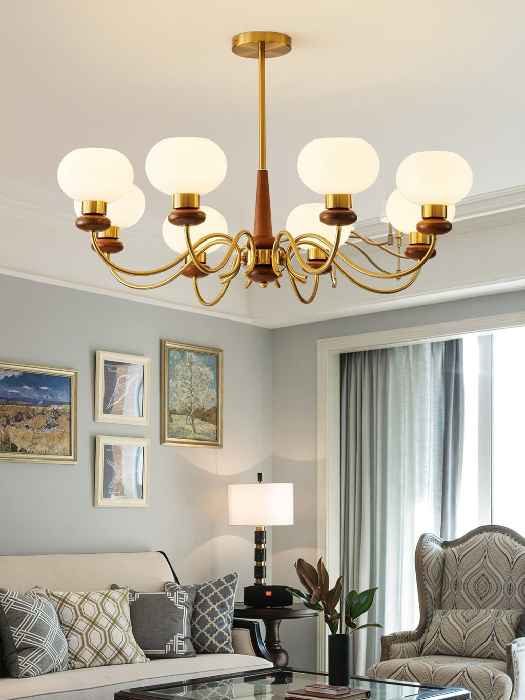Luma Lustre Lustra Laiton Bois Globe Classique - Neutralighting