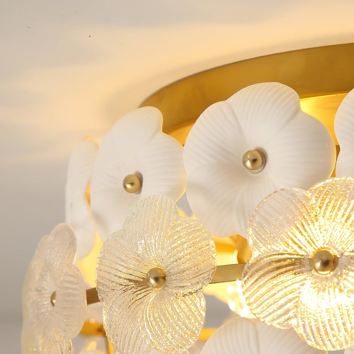 Plafonnier Art Fleurs Verre Céramique - Neutralighting