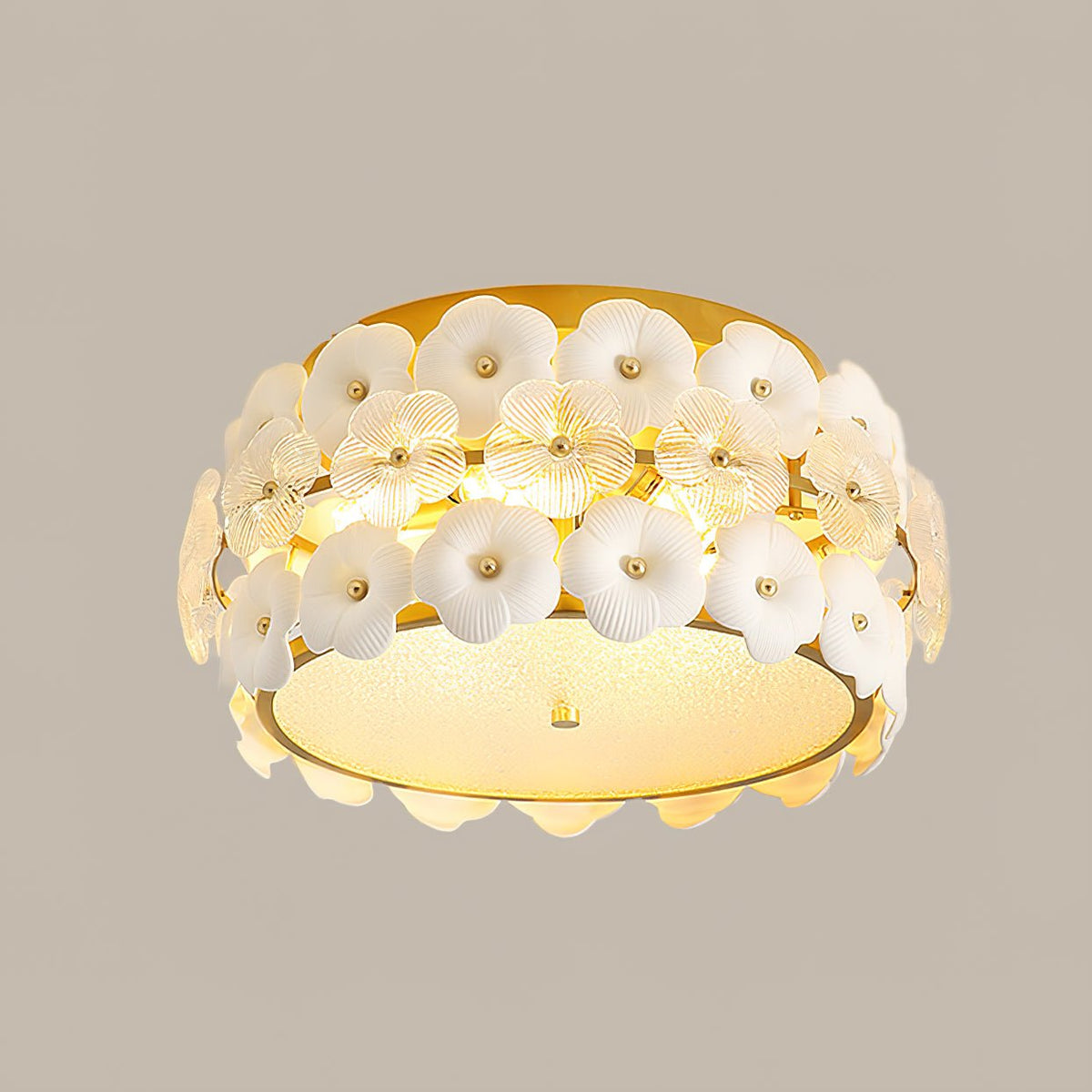Plafonnier Art Fleurs Verre Céramique - Neutralighting