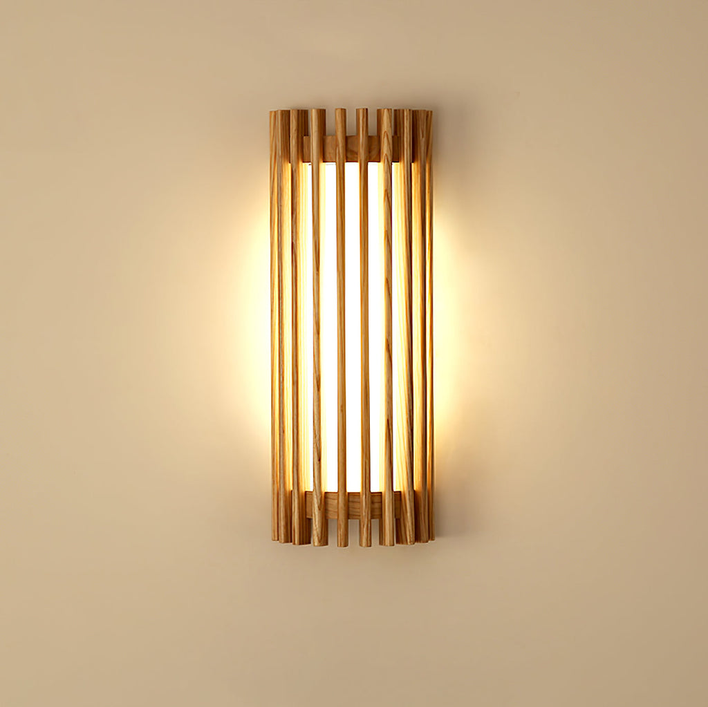 Veyno Lampe murale à lattes en bois - Neutralighting