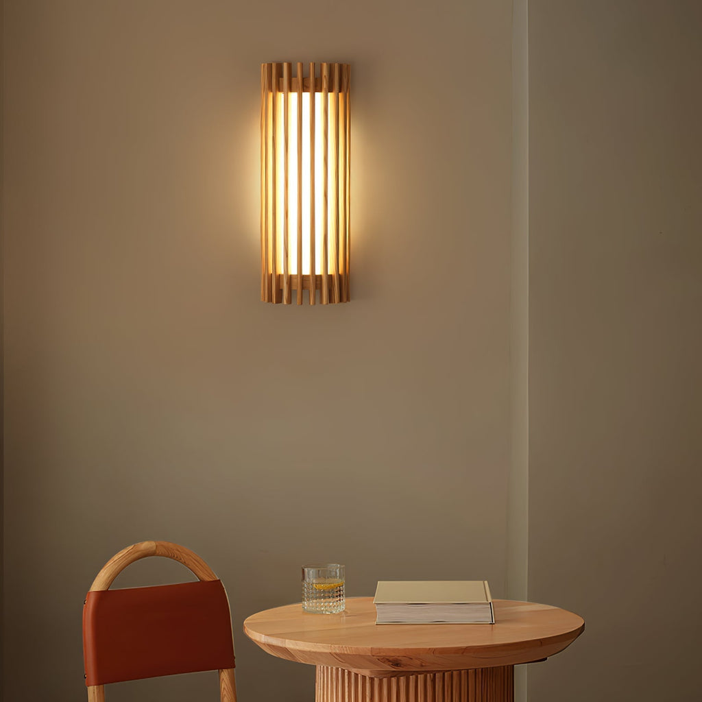 Veyno Lampe murale à lattes en bois - Neutralighting