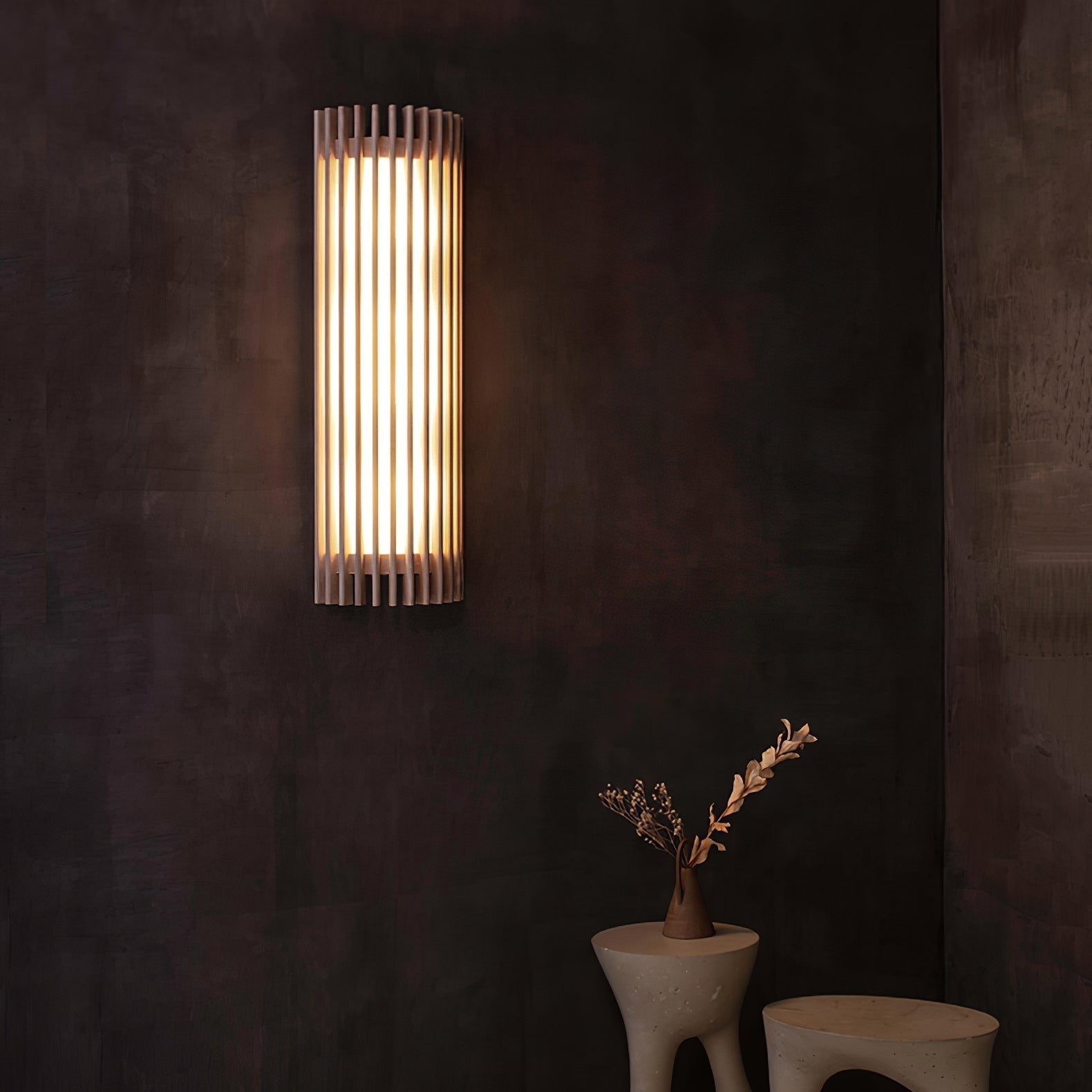Veyno Lampe murale à lattes en bois - Neutralighting