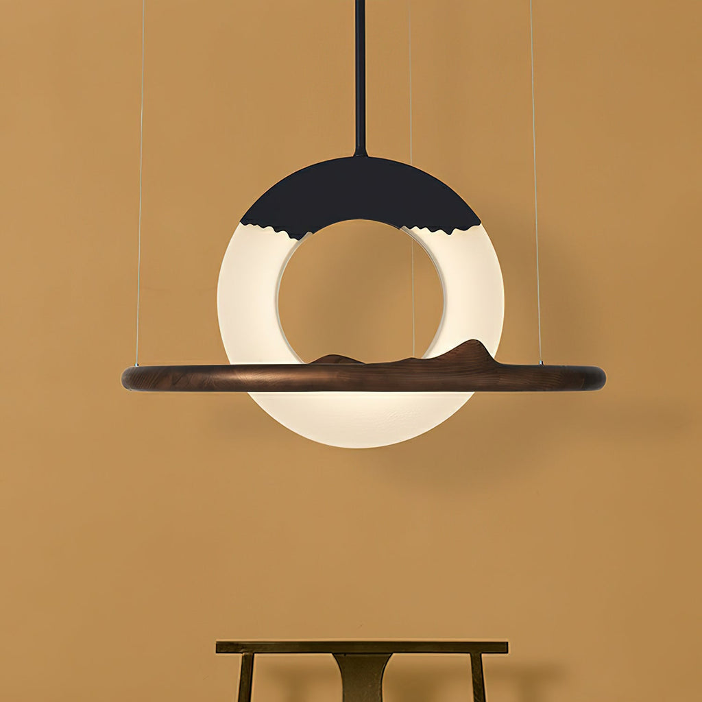 Mytalan Circulaire Acrylique Bois Pendentif Lumière - Neutralighting