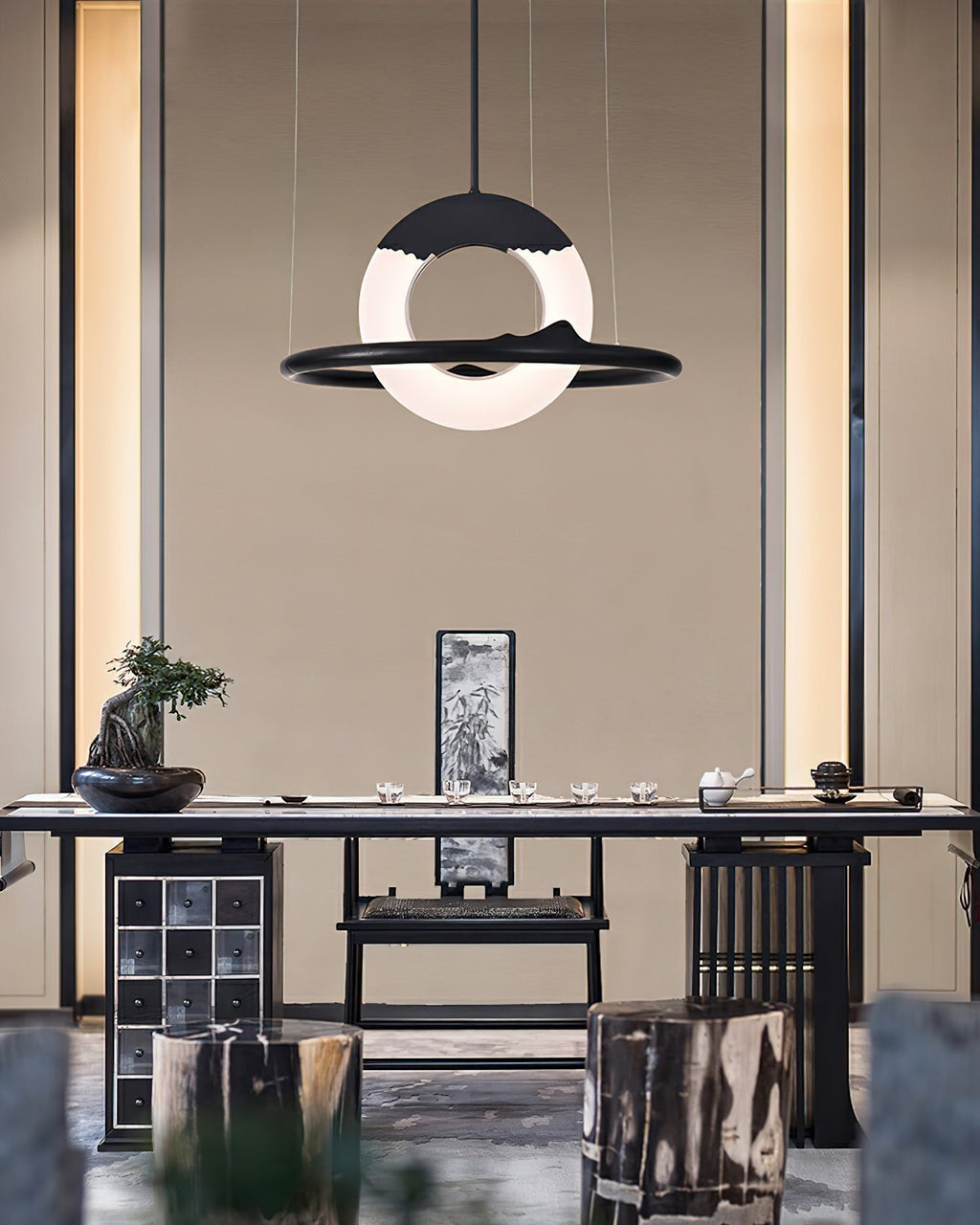 Mytalan Circulaire Acrylique Bois Pendentif Lumière - Neutralighting