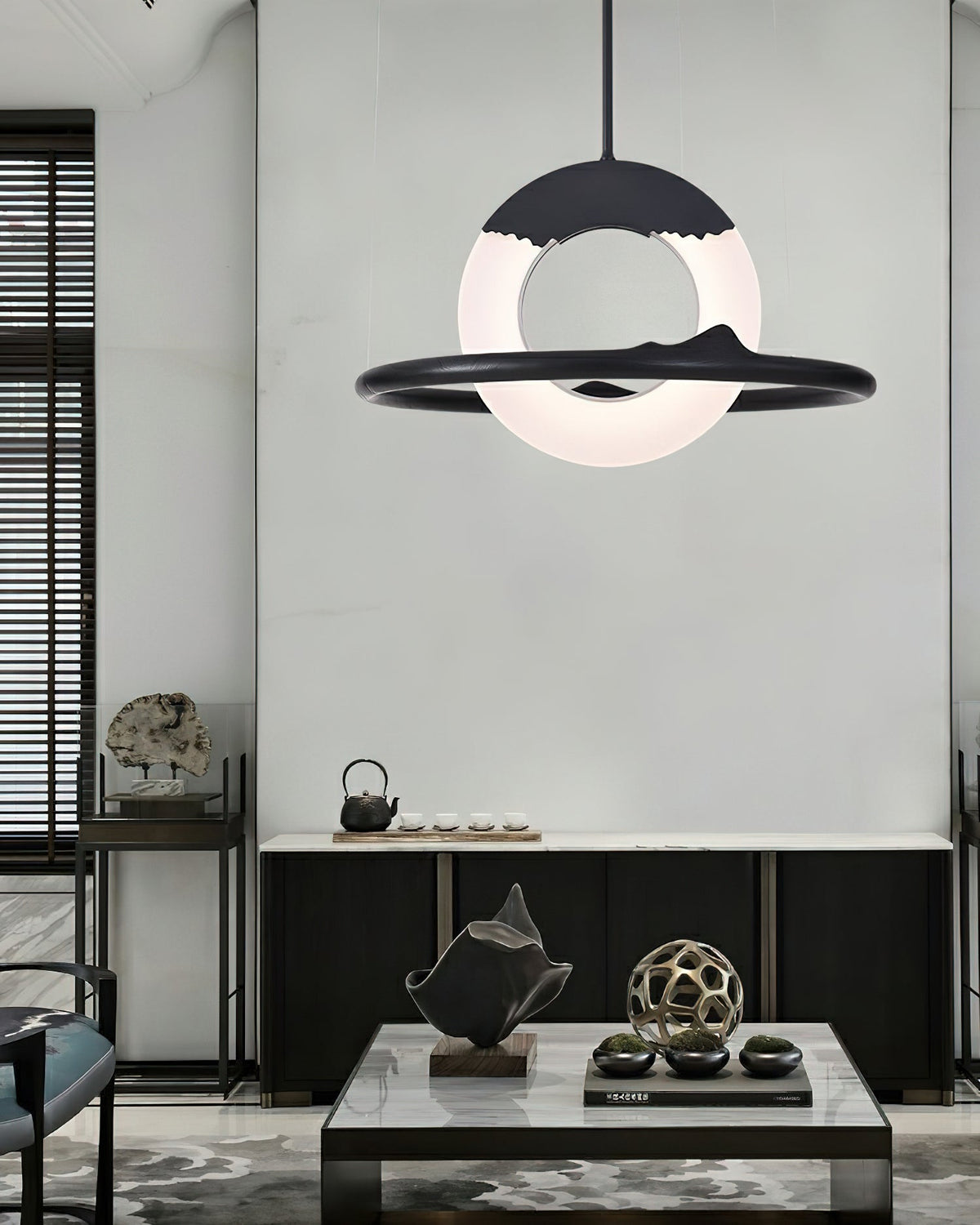 Mytalan Circulaire Acrylique Bois Pendentif Lumière - Neutralighting