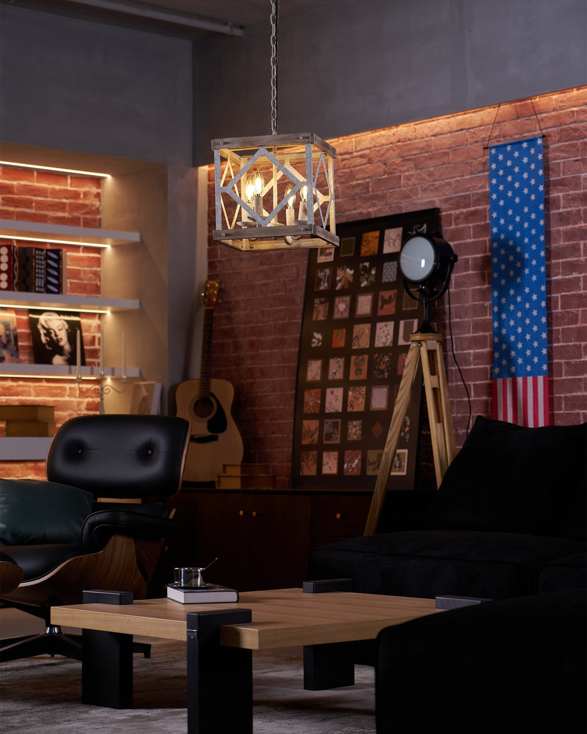 Zelaeora Suspension Métal Bois Créativité Individuelle 4 Lumières - Neutralighting