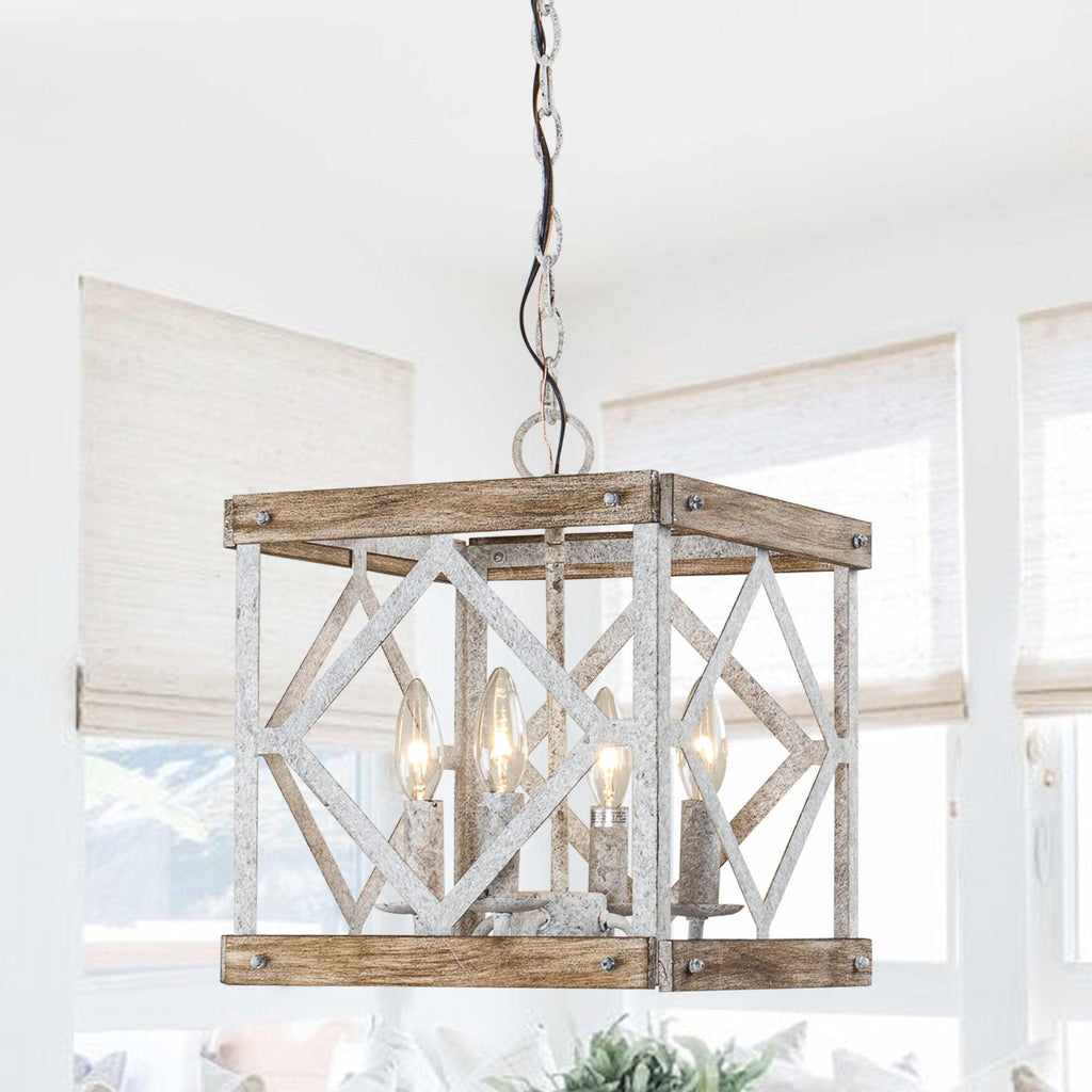 Zelaeora Suspension Métal Bois Créativité Individuelle 4 Lumières - Neutralighting