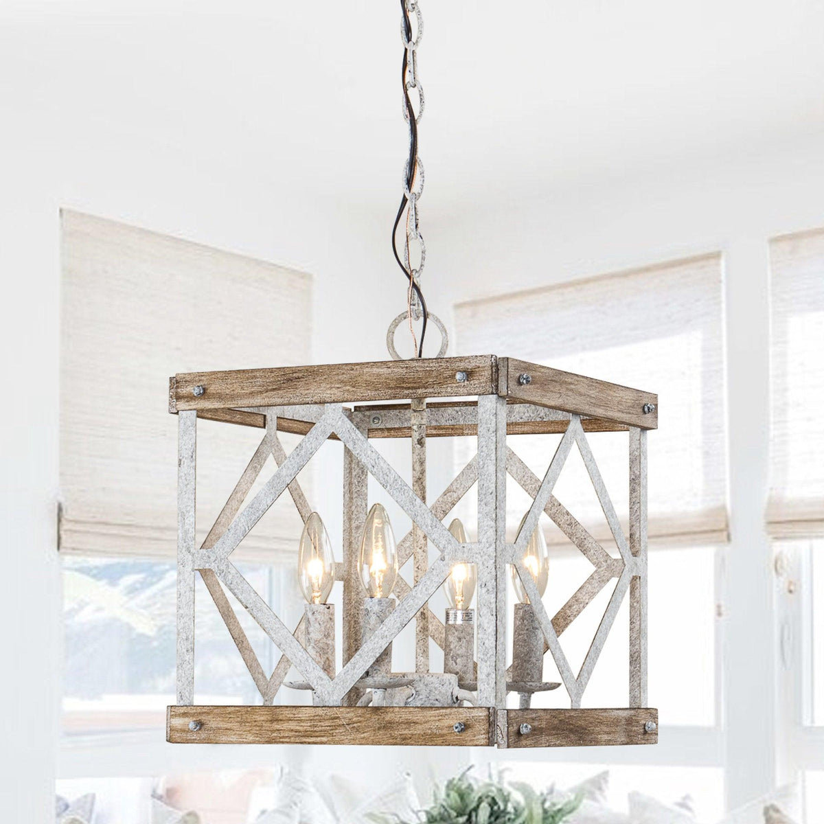 Zelaeora Suspension Métal Bois Créativité Individuelle 4 Lumières - Neutralighting