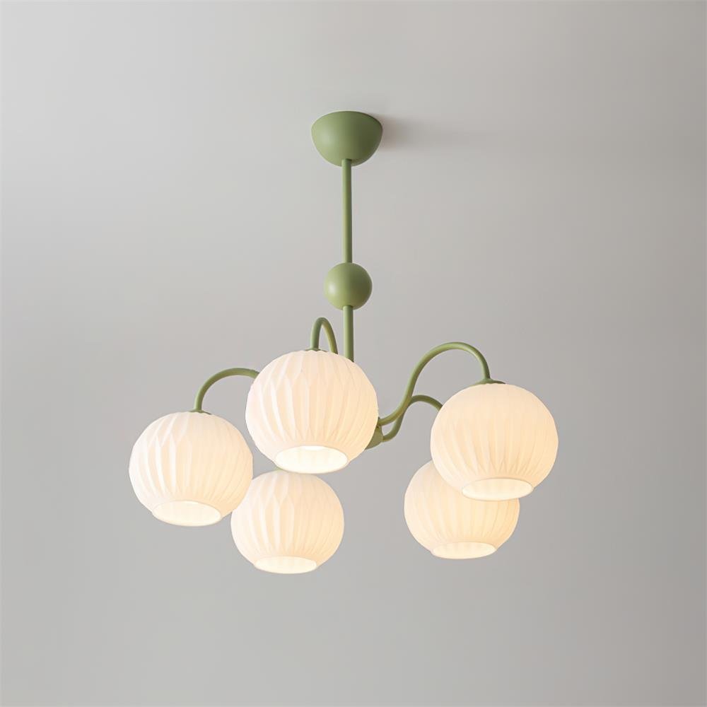 Lustra Chandelier Moderne à 8 Lumières en Verre Ridé Vert - Neutralighting