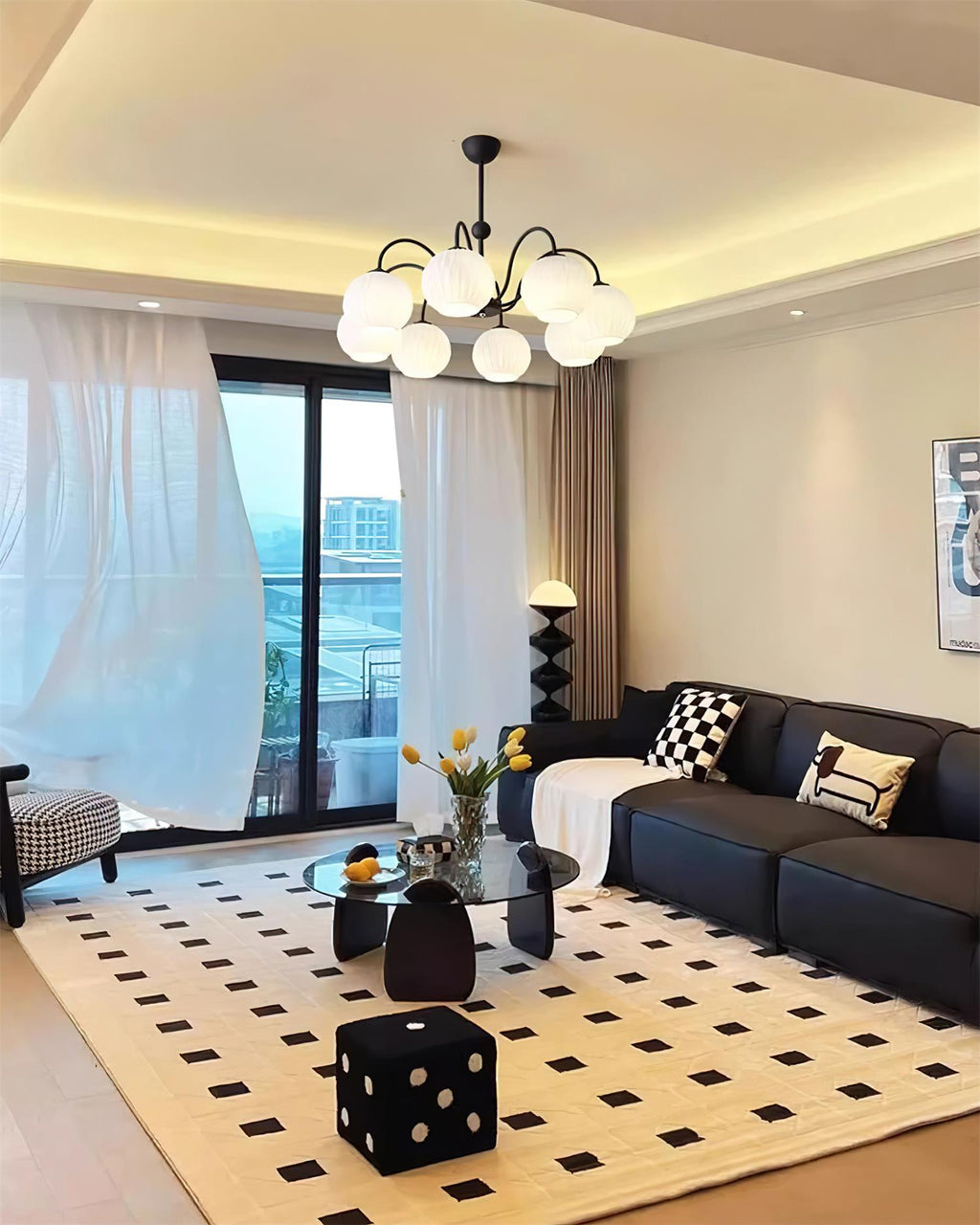 Lustra Chandelier Moderne à 8 Lumières en Verre Ridé Vert - Neutralighting