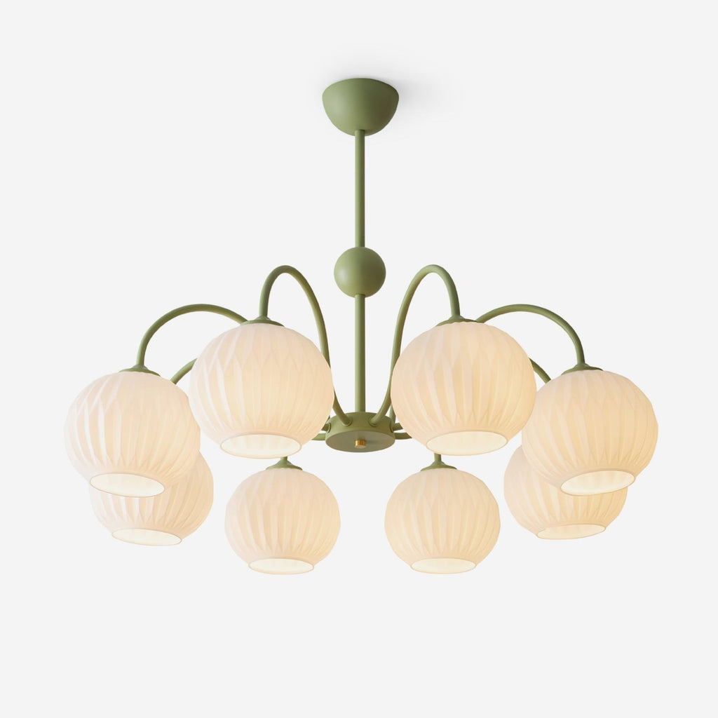 Lustra Chandelier Moderne à 8 Lumières en Verre Ridé Vert - Neutralighting