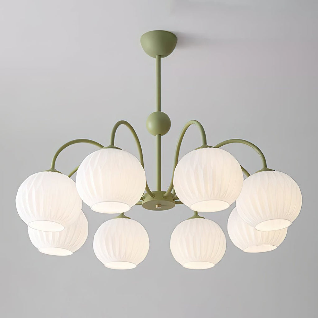 Lustra Chandelier Moderne à 8 Lumières en Verre Ridé Vert - Neutralighting