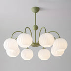 Lustra Chandelier Moderne à 8 Lumières en Verre Ridé Vert - Neutralighting
