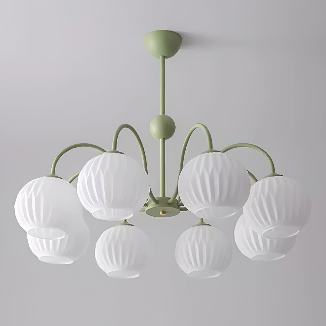 Lustra Chandelier Moderne à 8 Lumières en Verre Ridé Vert - Neutralighting