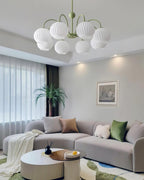 Lustra Chandelier Moderne à 8 Lumières en Verre Ridé Vert - Neutralighting
