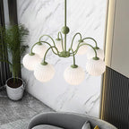 Lustra Chandelier Moderne à 8 Lumières en Verre Ridé Vert - Neutralighting