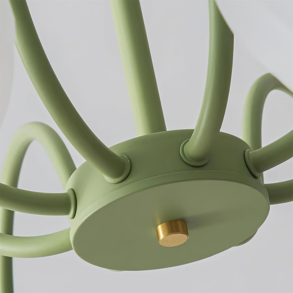 Lustra Chandelier Moderne à 8 Lumières en Verre Ridé Vert - Neutralighting