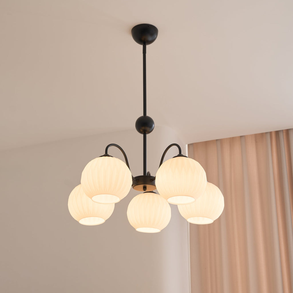 Lustra Chandelier Moderne à 8 Lumières en Verre Ridé Vert - Neutralighting