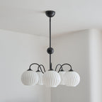 Lustra Chandelier Moderne à 8 Lumières en Verre Ridé Vert - Neutralighting